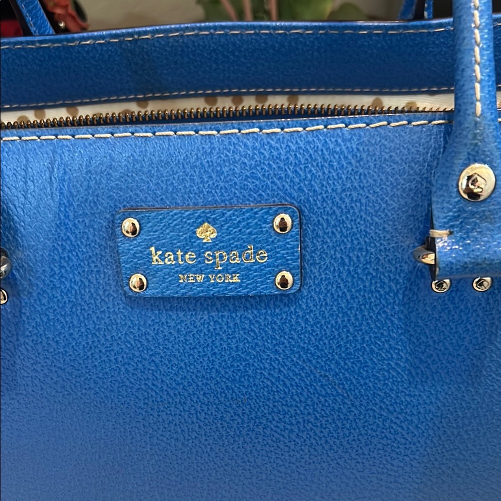 Kate Spade Blue Modern Tote with Metallic Accents - Picture 2 of 4